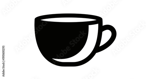 Black coffee cup icon on white background