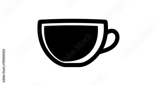 Black coffee cup icon on white background