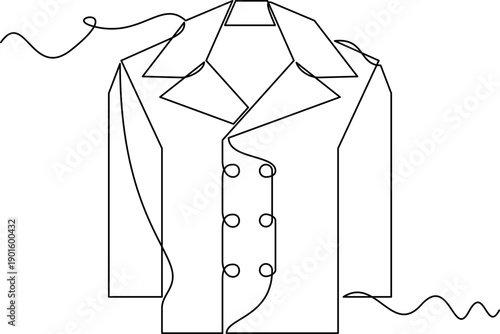 one line art Peacoat vector illustration. line art, one continuous line, simple, hand drawn and sketch style. for icons, symbols, signs or logos. PNG