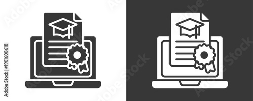 Digital Certificate Icon Set Vector Collection Isolated In Black And White