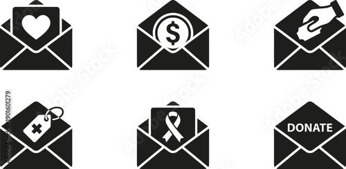 Donate Envelope Icon Vector Charity Give Donation Mail Symbol