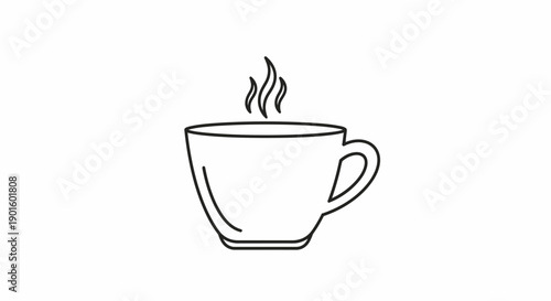 Steaming Hot Drink Cup Icon with Wavy Lines on Isolated White Background Representing Comfort