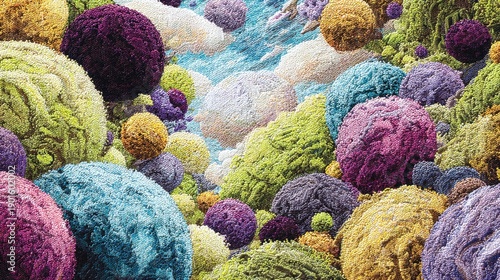 Abstract illustration of colorful spherical shapes in a vibrant artistic composition