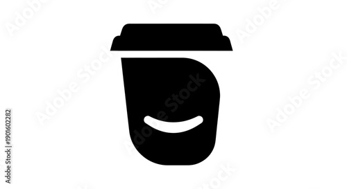 Black coffee cup icon on white background