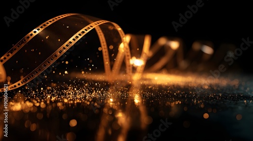 Golden Film Strip - A Cinematic Journey Through Time and Memory, Capturing Moments in Light.