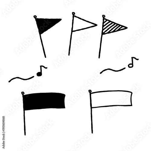 手描きの楽しい旗のアイコンセット