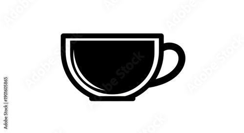 Black coffee cup silhouette on white