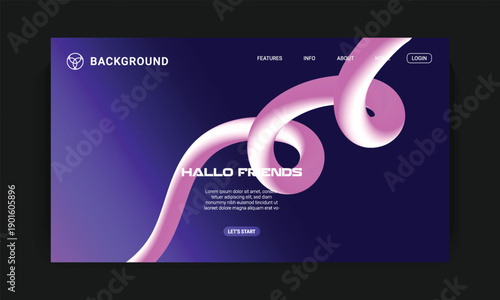 Abstract 3D Ribbon Shape Background for Contemporary Web Design