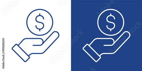 Compensation Blue And White Icon Style Collection