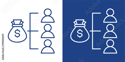 Profit Sharing Blue And White Icon Style Collection