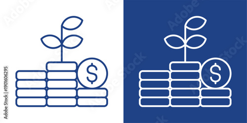 Investment Blue And White Icon Style Collection