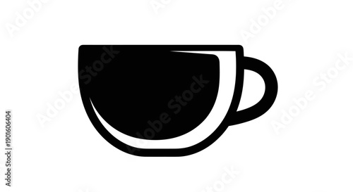 Black coffee cup silhouette on white