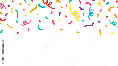 Colorful Confetti and Streamers Falling Down.
