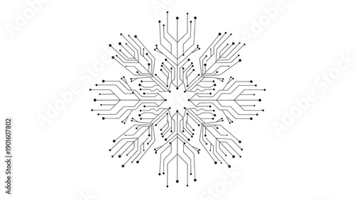 Digital Snowflake Circuit Board Pattern Technology Concept.