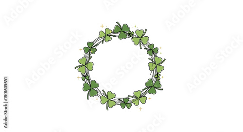 Circular Wreath Made of Green Leaves.