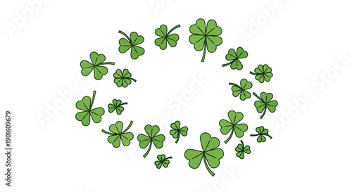 Circle of Green Four Leaf Clovers.