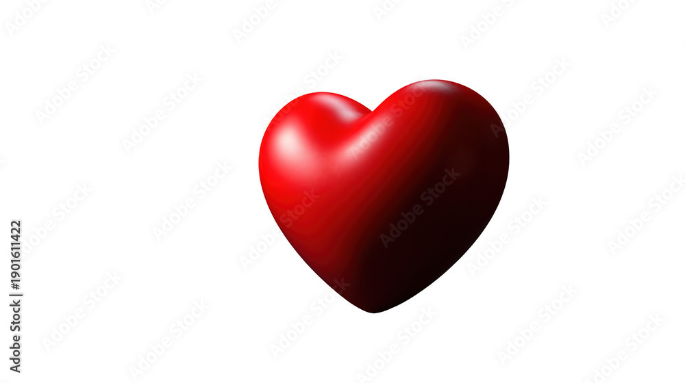 Fototapeta premium Vibrant red heart icon symbolizes love and affection, beautifully rendered with glossy finish against transparency background, evoking strong emotions and warmth