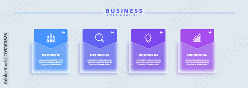 Cuadro en lienzo infographic labels with icons and 4 options or steps