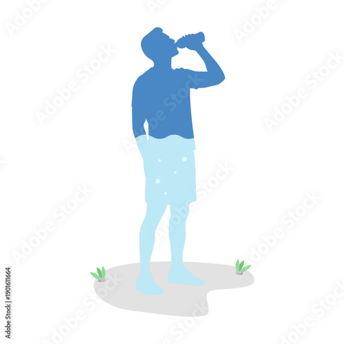 illustration of person drinking water for hydration
