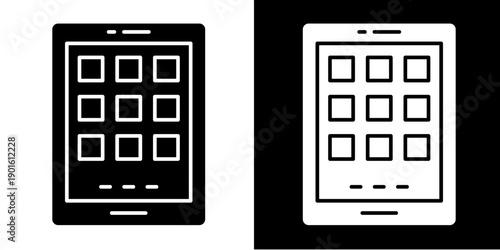 Mobile Apps Icon Set White Glyph Style Collection