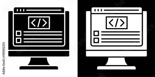 Web Coding Icon Set White Glyph Style Collection