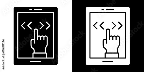 Touchscreen Interaction Icon Set White Glyph Style Collection