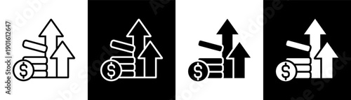 Profitability white icon set design
