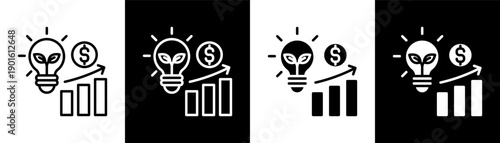 business startup white icon set design