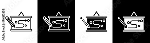 strategic planning white icon set design
