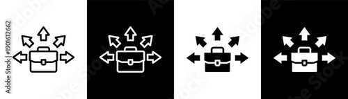 business opportunity white icon set design