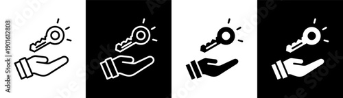 opportunity key white icon set design