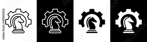 strategy white icon set design