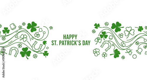 St Patricks Day Illustration with Clovers.