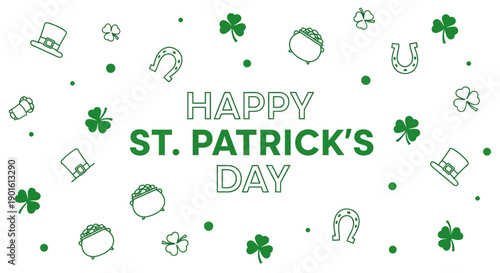St Patricks Day Illustration with Shamrocks.