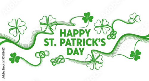 St Patricks Day Illustration with Shamrocks.