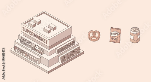 Stacked Piggy Bank and Coins Illustration.