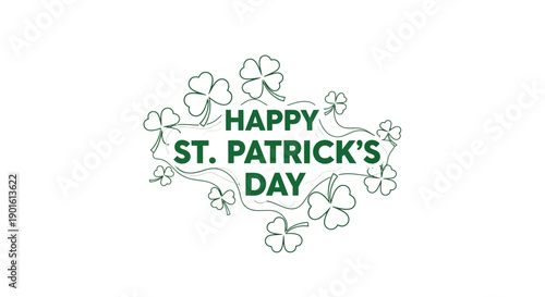 Happy St Patricks Day Clover Illustration.
