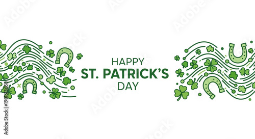 St Patricks Day Illustration with Shamrocks.