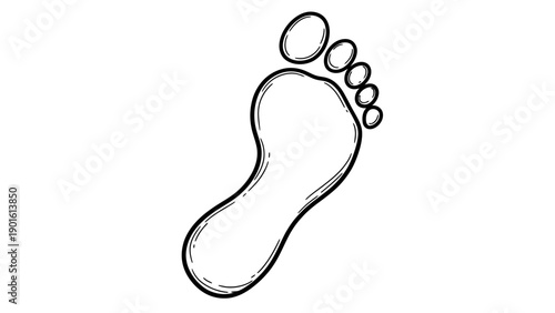 Simple Line Drawing of a Human Footprint.