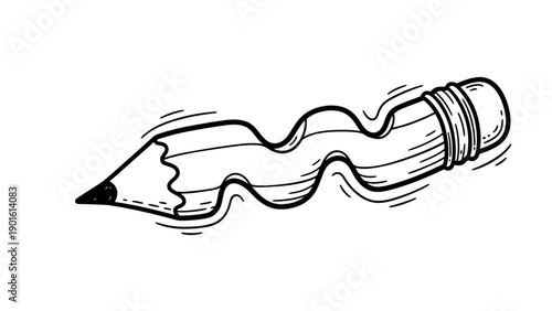 Wavy Pencil Doodle Hand Drawn Sketch Style Illustration.