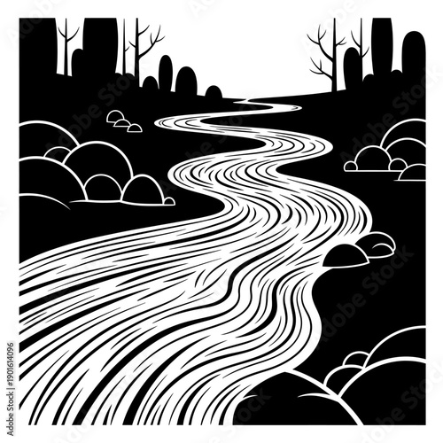 Winding River Flowing Through a Serene Natural Landscape.