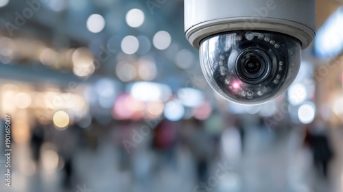 industry security and surveillance systems on blurred background