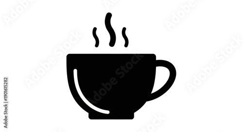 Black coffee cup with steam silhouette