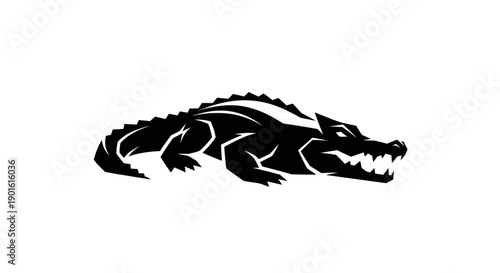 Black crocodile silhouette isolated on white