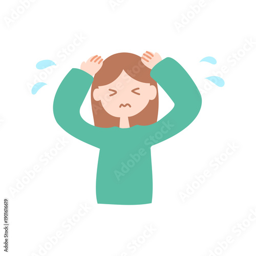 悩む女性のベクターイラスト