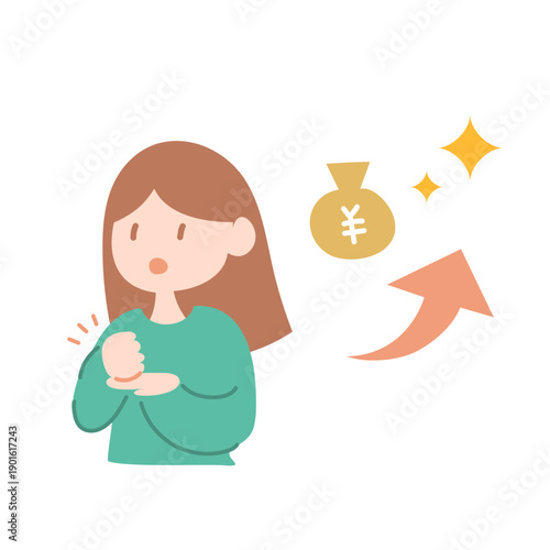 お金について納得する女性のベクターイラスト