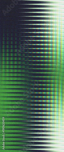 Abstract Procedural Sawtooth Wave Pattern in Dark Teal #0D2B2A and Pale Cream #E8F1E9 with Digital Grain and Chromatic Aberration