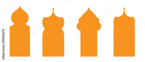 Islamic Arch window icon set, traditional Islamic arch windows design set, vector illustration. Ramadan frame shape icon set.