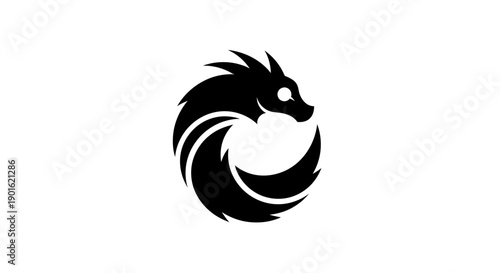 Black dragon circle logo design