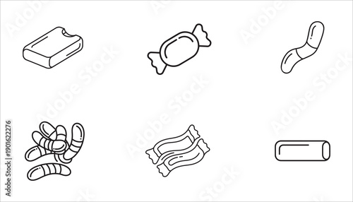 Sweet treats and candy icons collection various candies and sweets illustrated